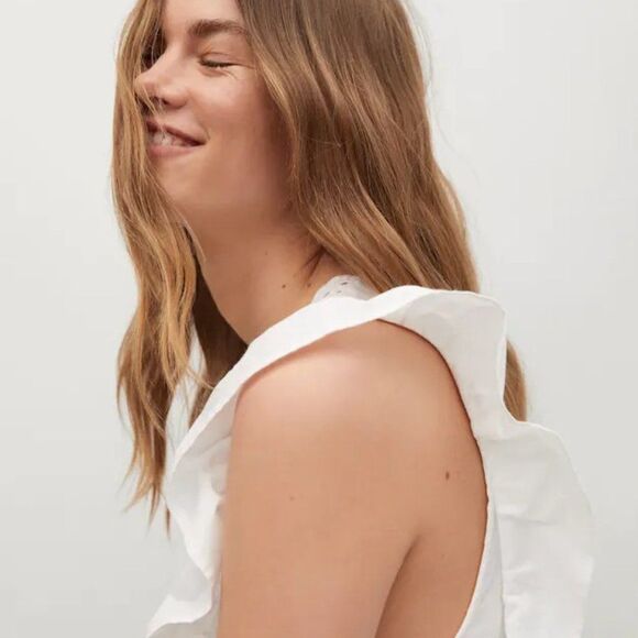 Mango Broderie anglaise Women's cotton dress White - Picture 4 of 7